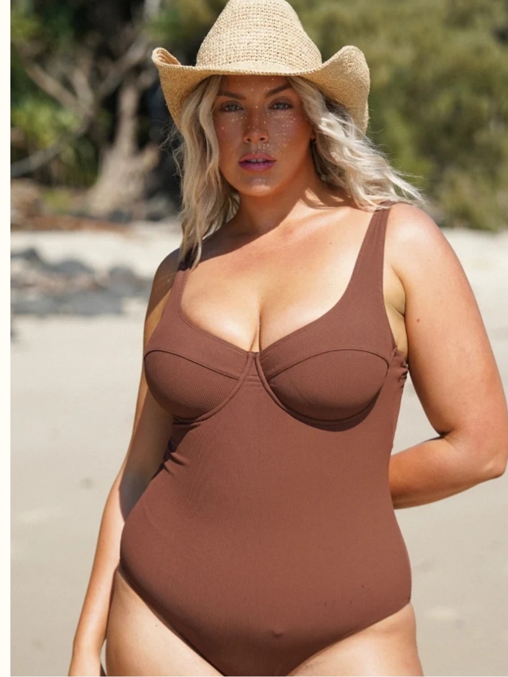 Ochre Lane Original Underwire One Piece Swimsuit Size 22 Chocolate Brown
